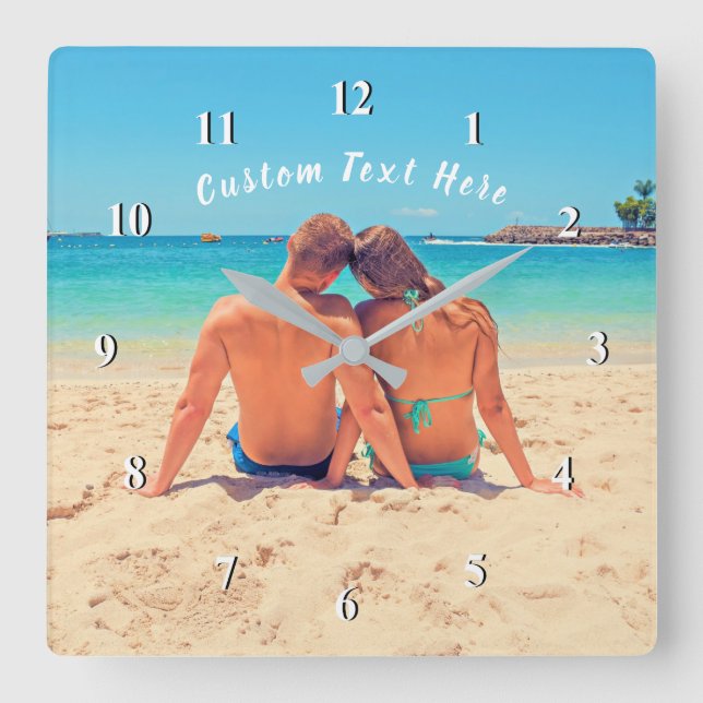 Custom Photo and Text - Your Own Design - Love Square Wall Clock (Front)