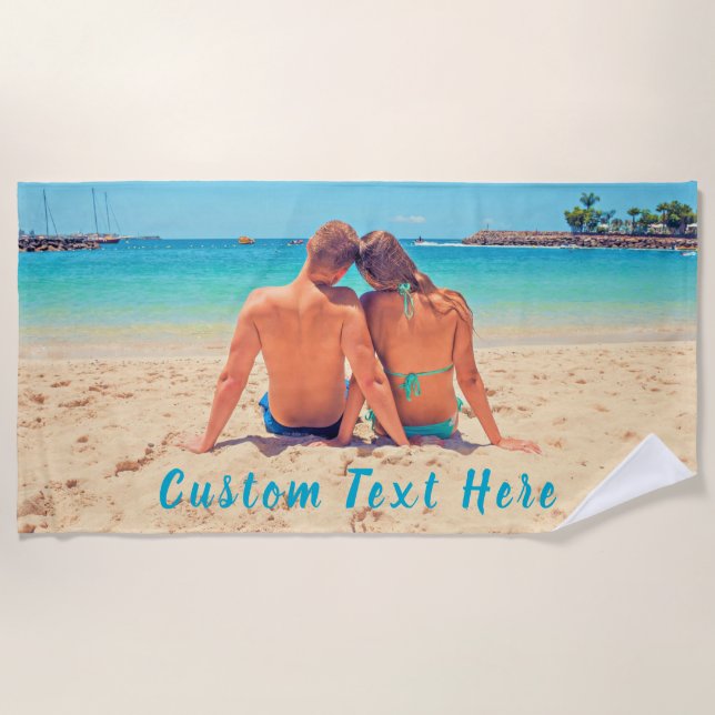 Custom Photo and Text - Your Own Design - Modern Beach Towel (Front)