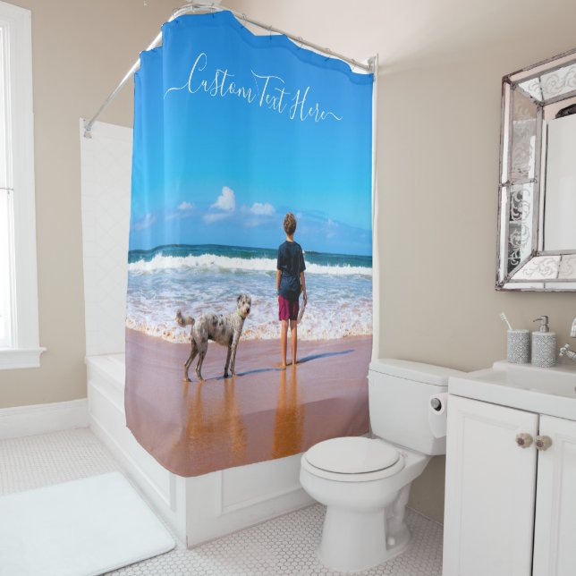 Custom Photo and Text - Your Own Design - My Dog Shower Curtain (In Situ)