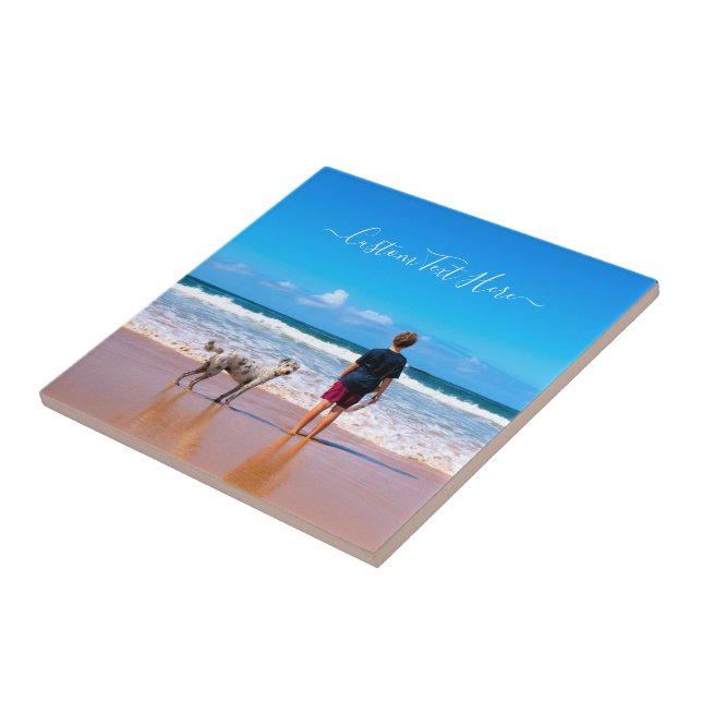 Custom Photo and Text - Your Own Design - My Pet   Ceramic Tile (Side)