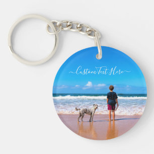 Custom Photo and Text - Your Own Design - My Pet   Key Ring
