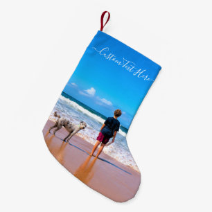 Custom Photo and Text - Your Own Design - My Pet   Small Christmas Stocking