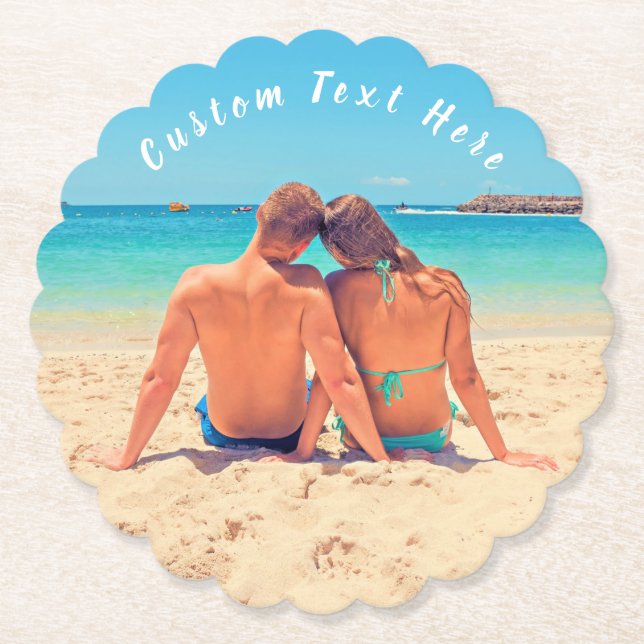 Custom Photo and Text - Your Own Design - Romantic Paper Coaster (Front)