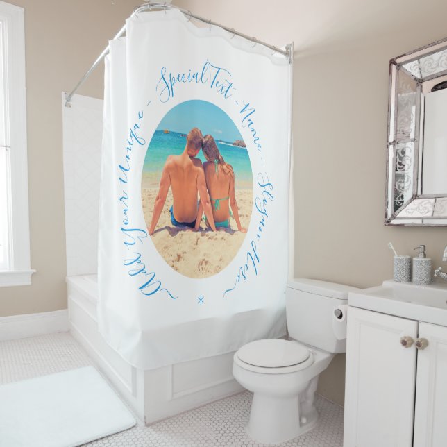 Custom Photo and Text - Your Own Design - Romantic Shower Curtain (In Situ)