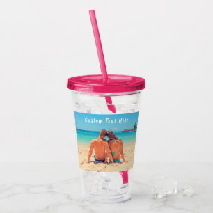 Custom Photo and Text - Your Own Design - Vacation Acrylic Tumbler