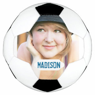 Custom photo and white name plate soccer ball