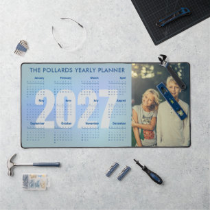 Custom Photo and Year 2027 Calendar Large Mouse Desk Mat