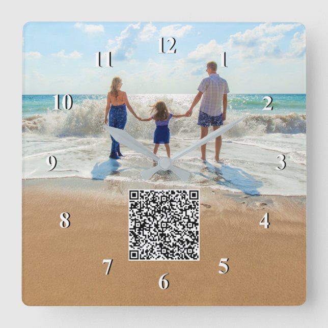 Custom Photo andQR Code Info Clock Family Design  (Front)