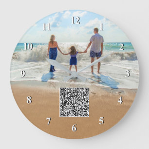 Custom Photo andQR Code Info Clock - Your Design 
