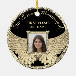 Custom Photo Angel Wings Ceramic Ornament