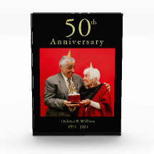 Custom photo anniversary 50th black and gold
