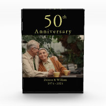 Custom photo anniversary 50th black and gold