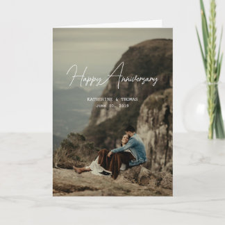 Custom photo anniversary minimalist retro card