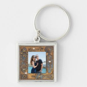 Custom Photo Antique Skeleton Key Frame Image, YPI Key Ring