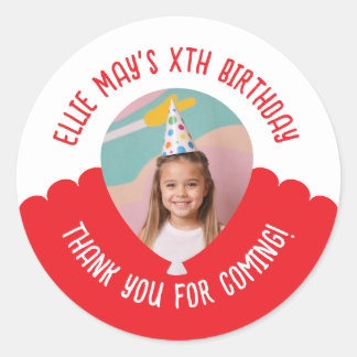 Custom Photo Any Age Thank You Birthday Balloon Cl Classic Round Sticker