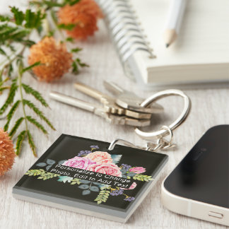 Custom Photo Art Name Monogram Quote Acrylic Rec Key Ring