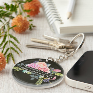 Custom Photo Art Name Monogram Quote Acrylic Round Key Ring