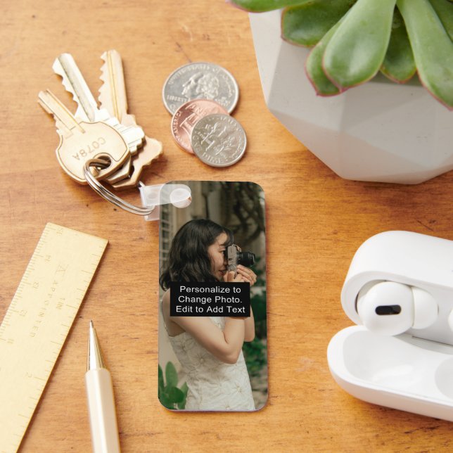 Custom Photo Art Name Monogram Quote Aluminium Rec Key Ring (Desk)