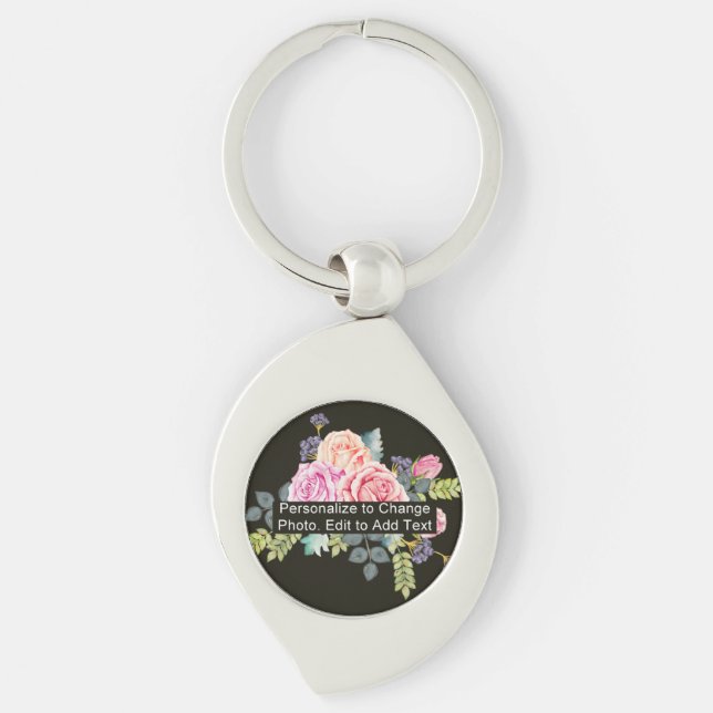 Custom Photo Art Name Monogram Quote Heart Shaped  Key Ring (Front)