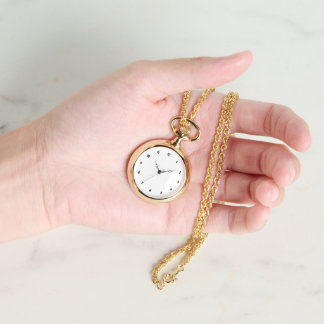 Custom Photo Art Women's Gold Necklace Watch