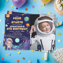 Custom Photo Astronaut 4th Birthday Boy