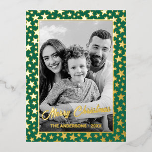 Custom Photo Auto Convert pic to Black and White Foil Holiday Postcard