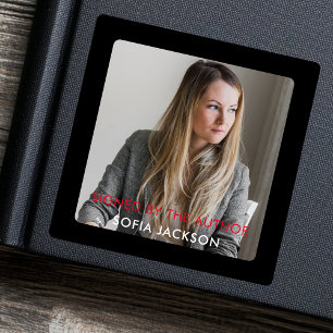  Custom Photo Autograph Author Writer Signed Book Square Sticker