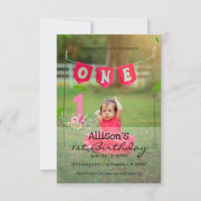 Custom Photo Baby Birthday  Invitation (Front)