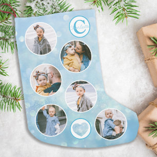 Custom Photo Baby Blue Small Christmas Stocking