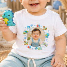 Custom Photo Baby Boy Birthday T-Shirt