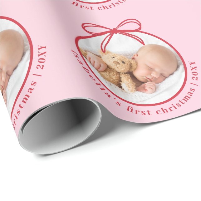 Custom Photo Baby First Christmas Wrapping Paper (Roll Corner)
