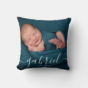 Custom Photo Baby Name Template Keepsake   Cushion