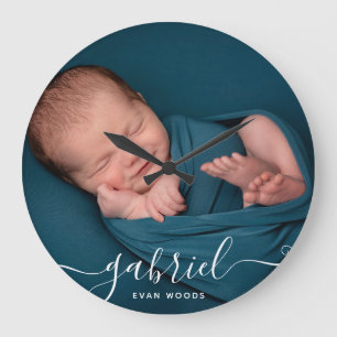 Custom Photo Baby Name Template Personalised Baby  Large Clock