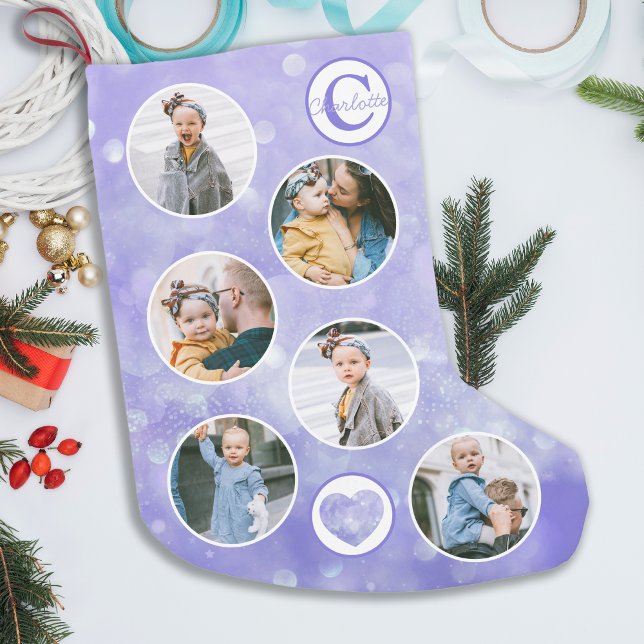 Custom Photo Baby Purple Small Christmas Stocking (Creator Uploaded)