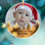 Custom Photo Baby´s First Christmas  Ceramic Ornament<br><div class="desc">This "Baby´s First Christmas" ornament features custom photo,  name and year.</div>