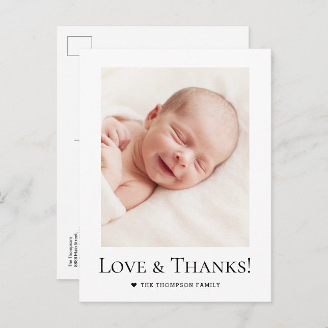 Custom photo Baby Shower Love and Thanks  Postcard (Front/Back)