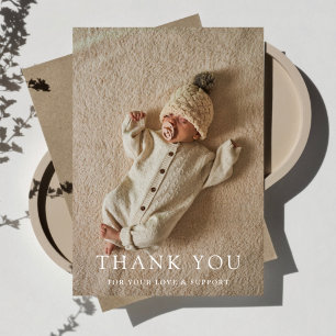Custom Photo Baby Shower Thank You Minimal Chic Card