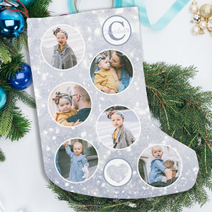 Custom Photo Baby Silver Small Christmas Stocking