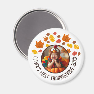 Custom Photo Baby's 1st Thanksgiving Fall Gift  Magnet
