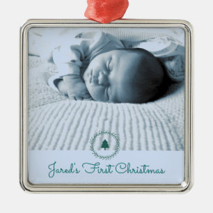 Custom Photo Baby's First Christmas Metal Ornament