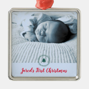 Custom Photo Baby's First Christmas Metal Ornament