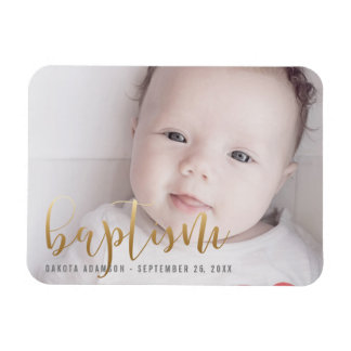 Custom Photo | Baptism Gold Calligraphy Magnet
