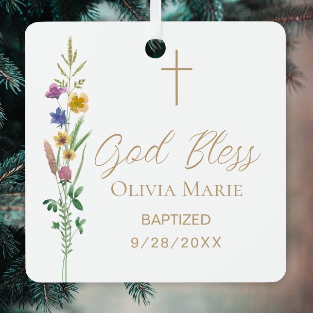 Custom Photo Baptism Wildflower Ceramic Metal Tree Decoration (Creator Uploaded)