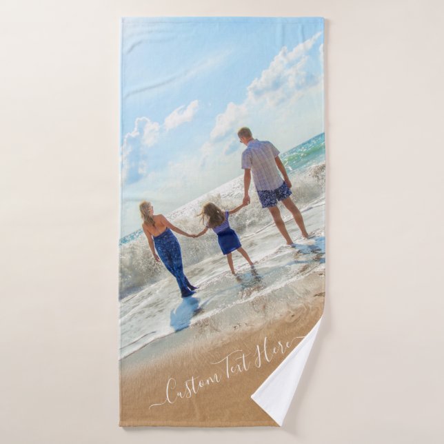 Custom Photo Bath Towel Your Own Design with Text (Bath Towel)