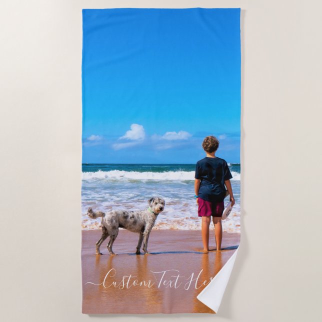 Custom Photo Beach Towel with Your Photos and Text (Front)