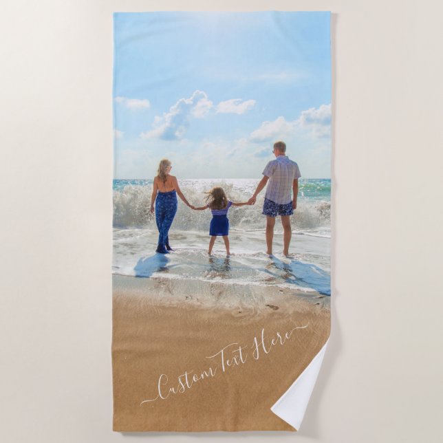 Custom Photo Beach Towel Your Photos and Text (Front)