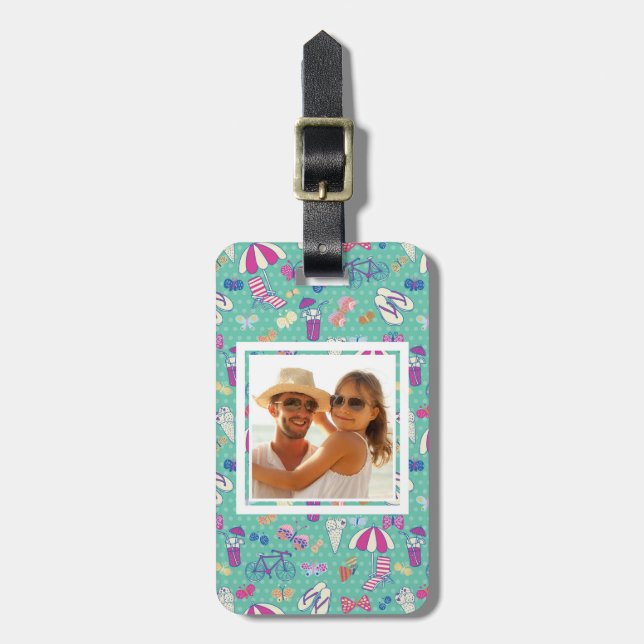 Custom Photo Beautiful Summer Pattern Luggage Tag (Front Vertical)