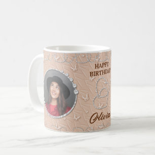Custom Photo Beige Background Coffee Mug