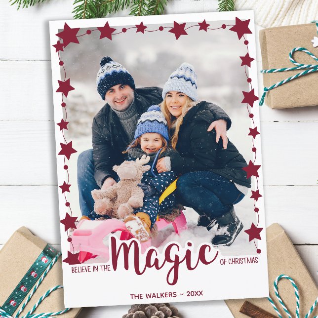 Custom Photo Believe in the Magic of Christmas Holiday Card (Creator Uploaded)