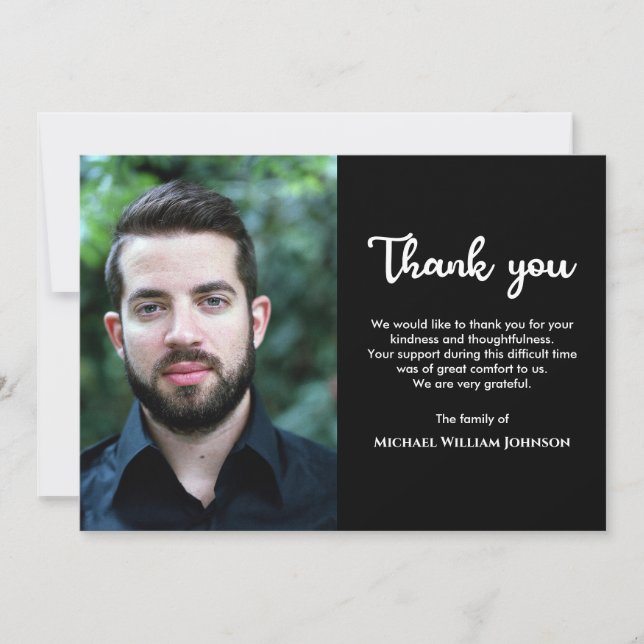 Custom Photo Bereavement Funeral Sympathy Memorial Thank You Card (Front)